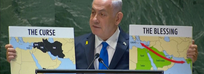 Netanyahu, in mondovisione una scena surreale all’Onu
