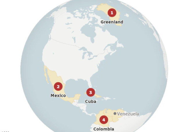 Anche Colombia, Cuba, Groenlandia e Messico nel mirino di Trump